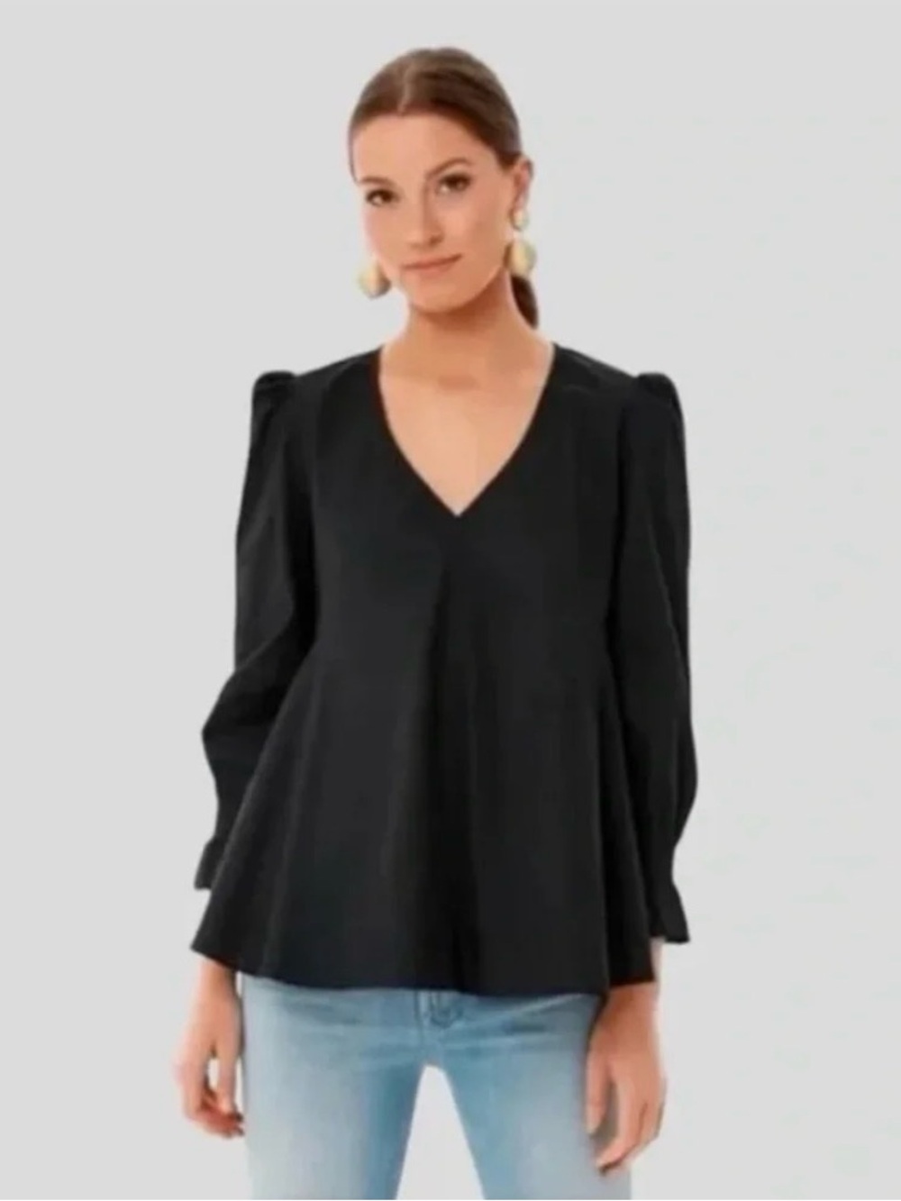 Tuckernuck Easton Faux Suede Black Blouse Size Small